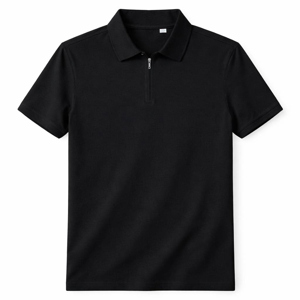Polo T Shirt- Premium 100% Cotton French Terry - zip - KARDHAR Custom Apparel View 2
