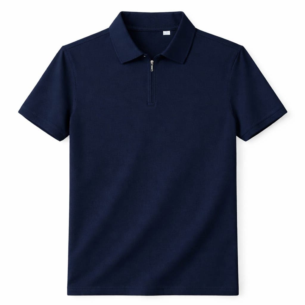 Polo T Shirt- Premium 100% Cotton French Terry - zip - KARDHAR Custom Apparel View 3